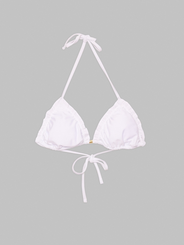  Metallic effect bikini top white front view