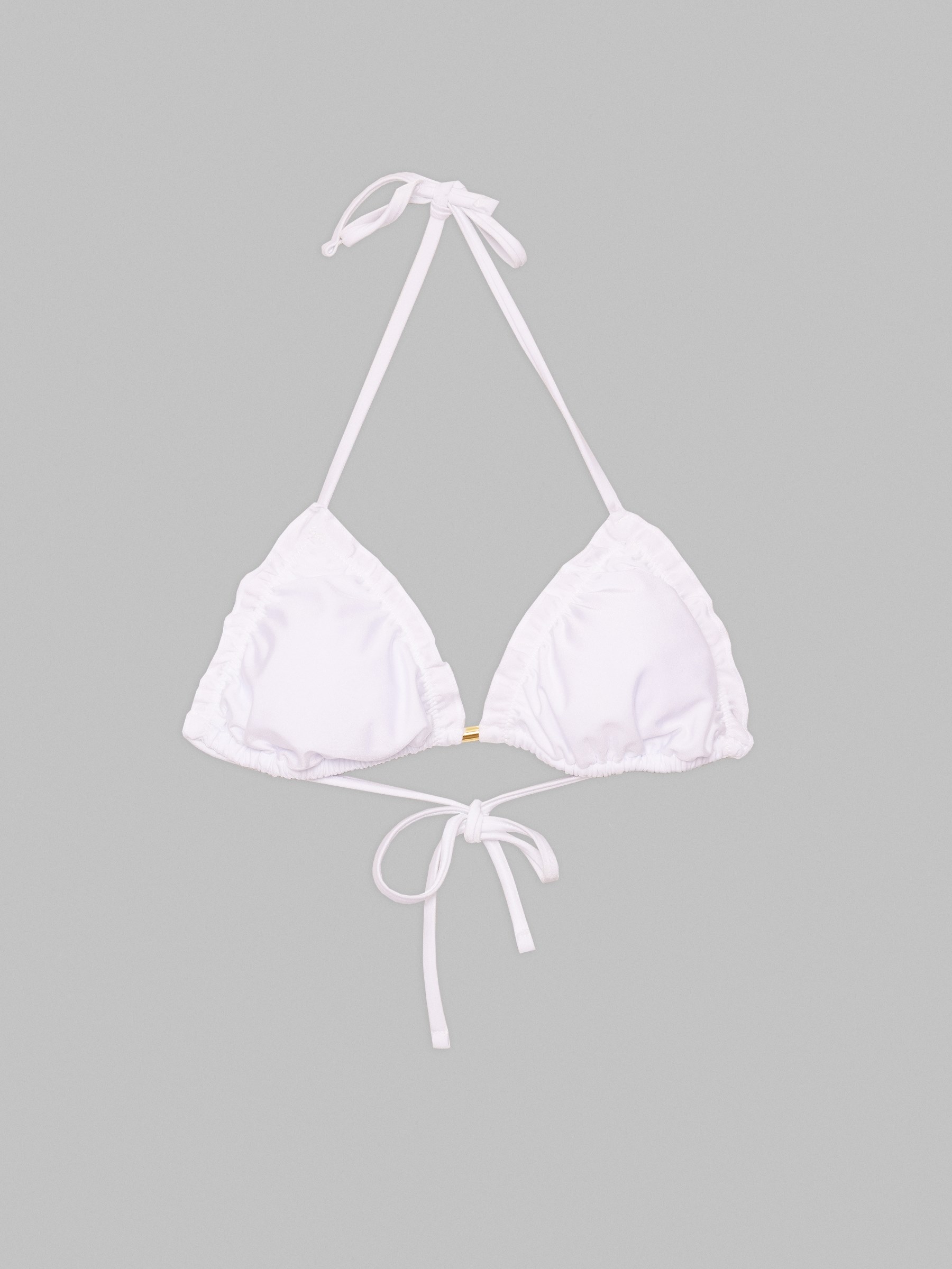 Top bikini efecto metalizado blanco vista media frontal