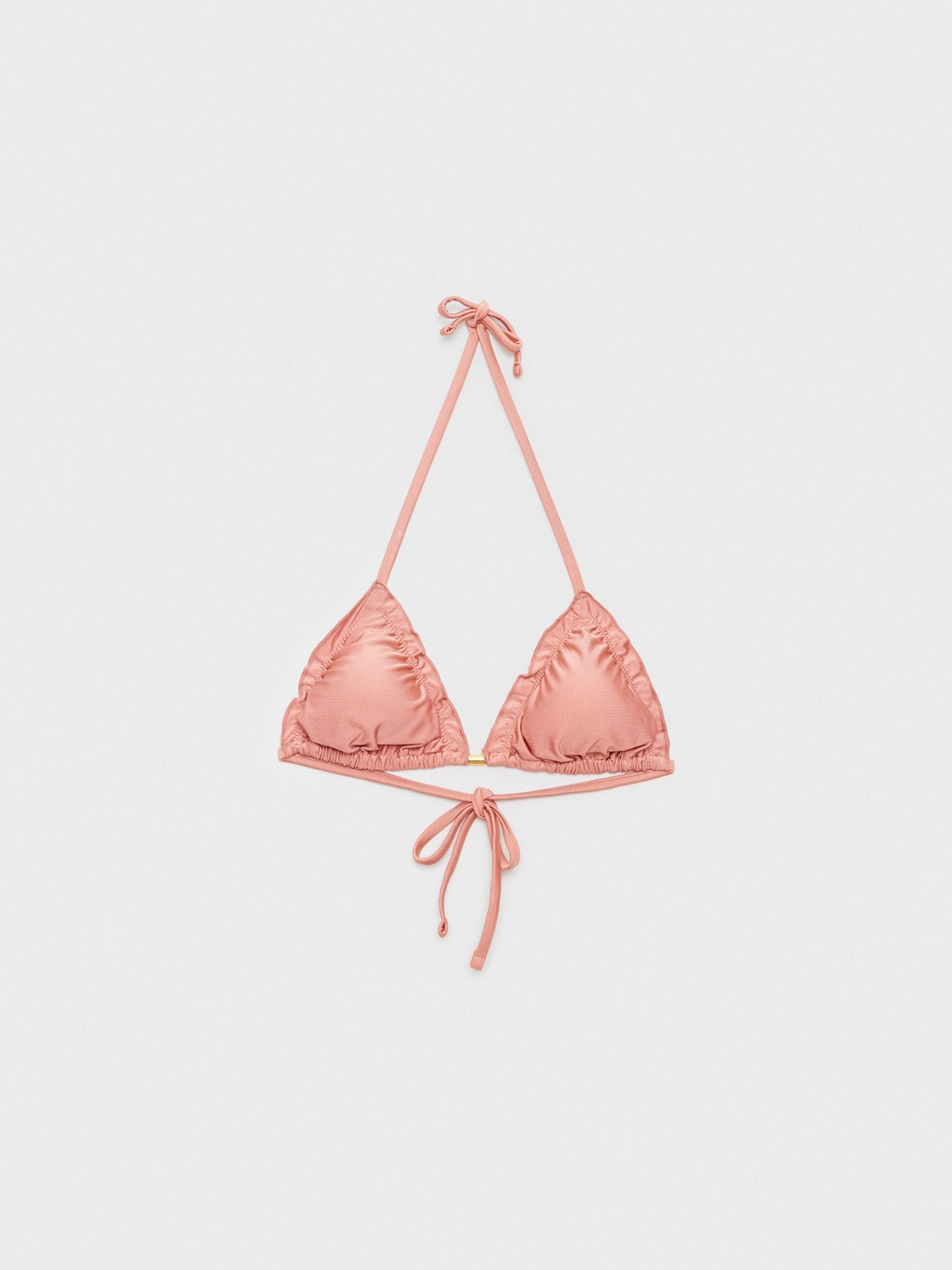  Metallic effect bikini top pink front view