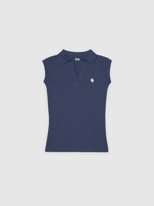  Camiseta polo bordado azul marino vista frontal