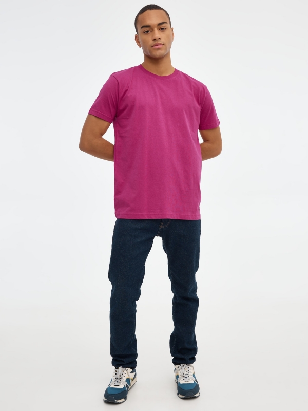 Camiseta básica manga corta berenjena vista general frontal
