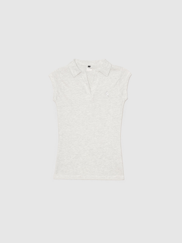  Camiseta polo bordado melange claro vista frontal