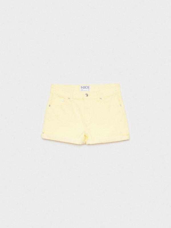  Colorful twill shorts light yellow front view