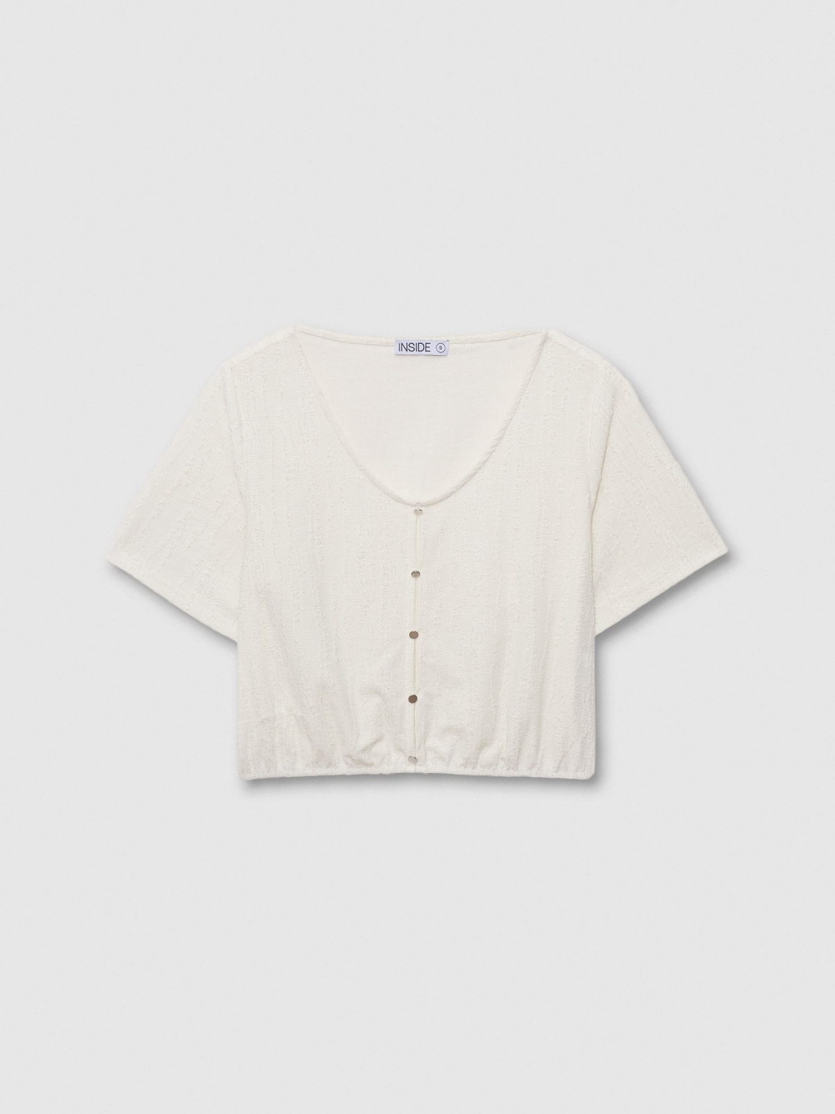  Short sleeve button shirt off white front view