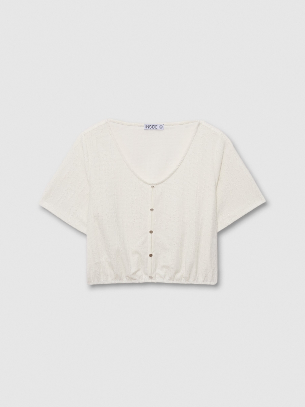  Short sleeve button shirt off white front view