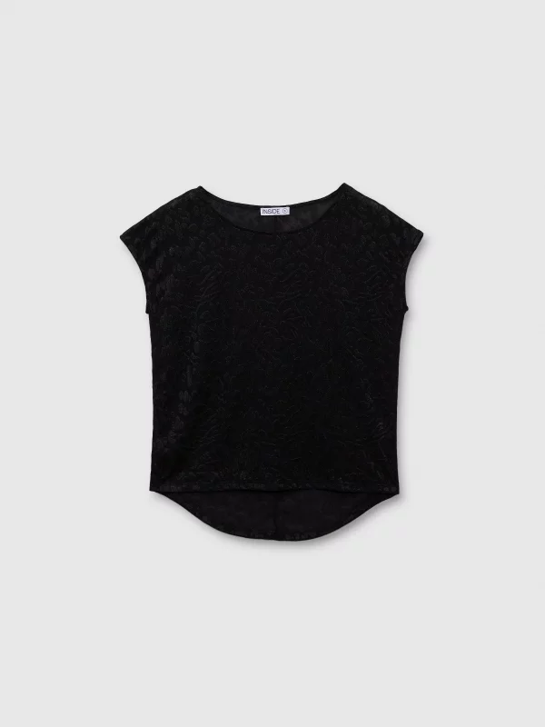  Camiseta jacquard oversized negro vista frontal