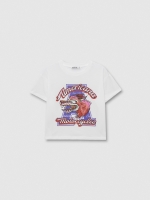 %Pto% Camiseta crop Americana Motorcycles blanco vista frontal