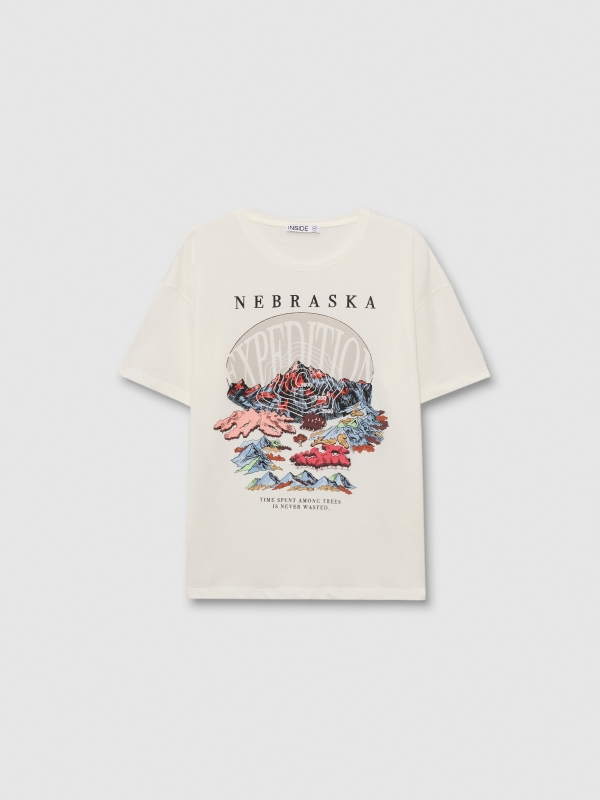  Camiseta de manga curta Nebraska off white vista frontal