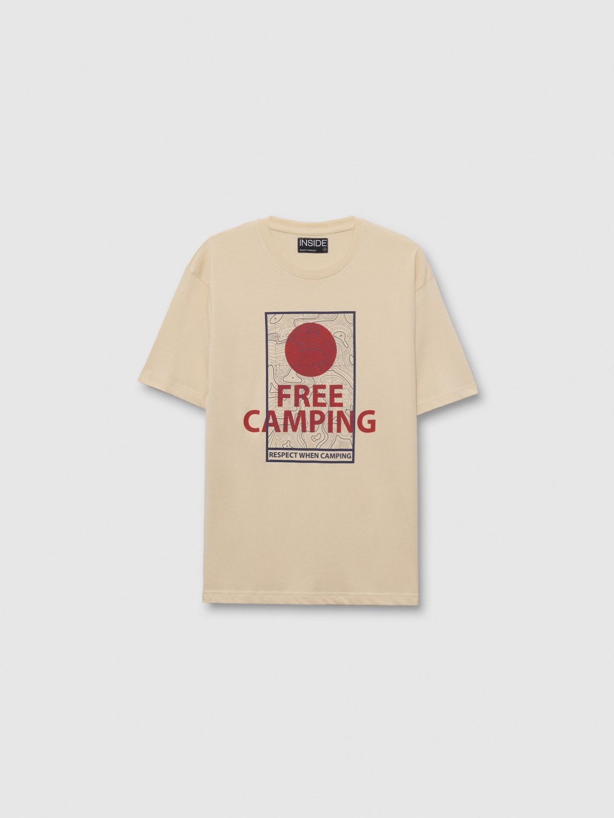  Camiseta manga curta Free Camping areia vista frontal