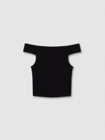 %Pto% Top escote bardot negro vista frontal