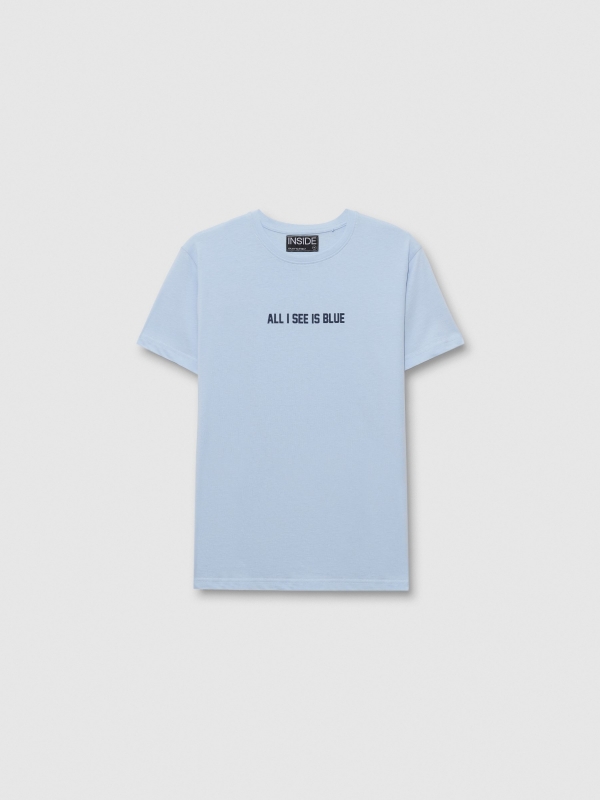  Camiseta de manga curta Blue azul claro vista frontal
