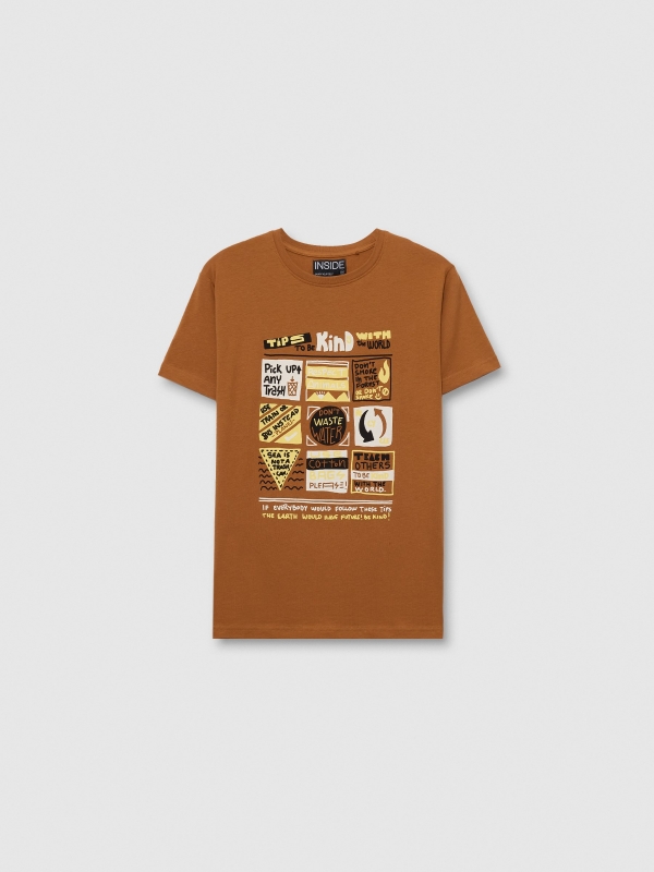  Short sleeve graphic t-shirt light brown front view