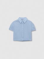 %Pto% Camisa crop manga corta lino azul claro vista frontal