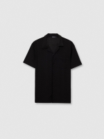 %Pto% Camisa manga curta malha preto vista frontal