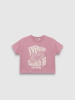 %Pto% Camiseta manga corta crop Caturday morado pastel vista frontal