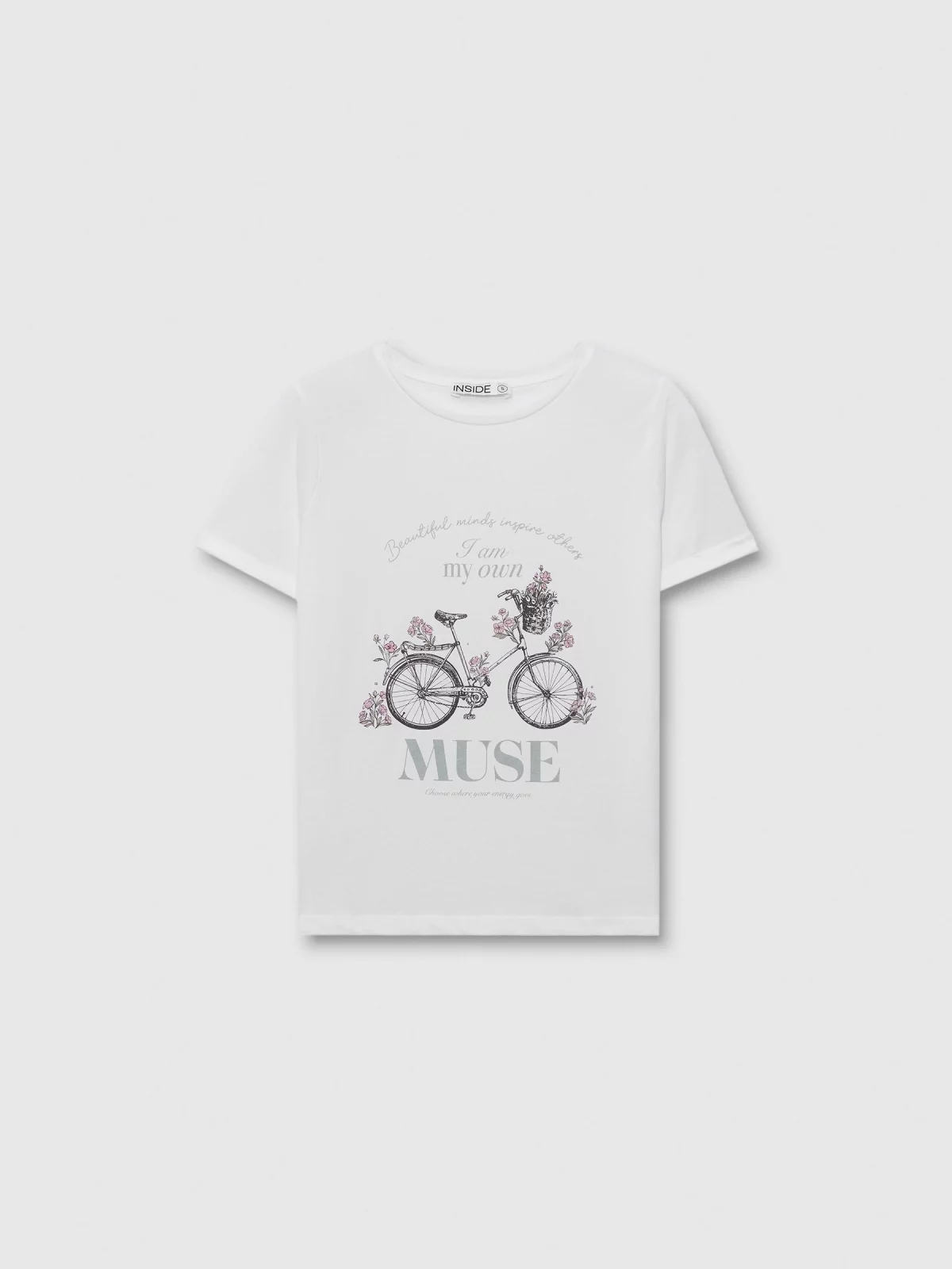  Camiseta de manga curta bicicleta branco vista frontal