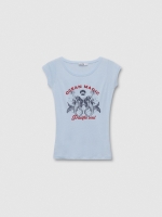 %Pto% Short sleeve mermaid t-shirt light blue front view