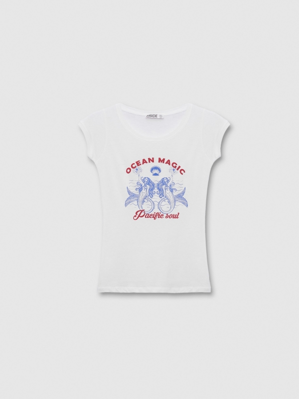  Camiseta manga corta sirenas blanco vista frontal