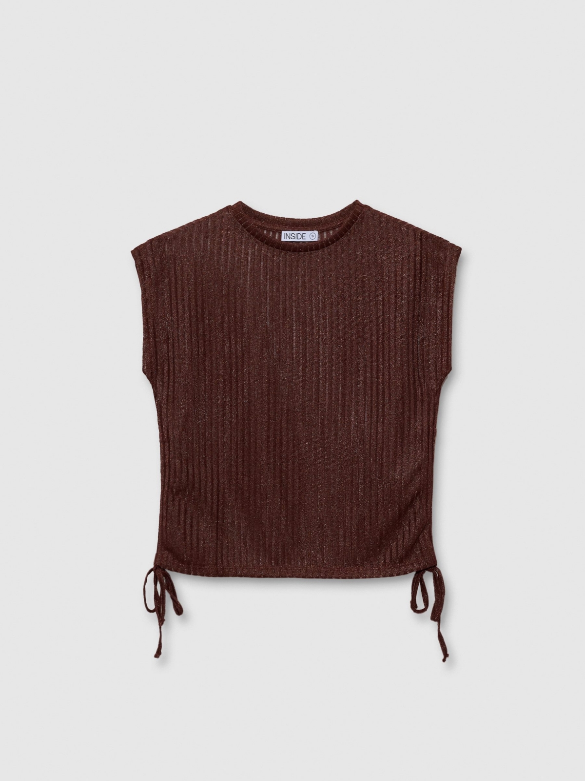 %Pto% Camiseta sem mangas de lurex chocolate vista frontal