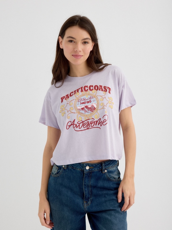 Camiseta crop Pacific Coast lavanda vista media frontal