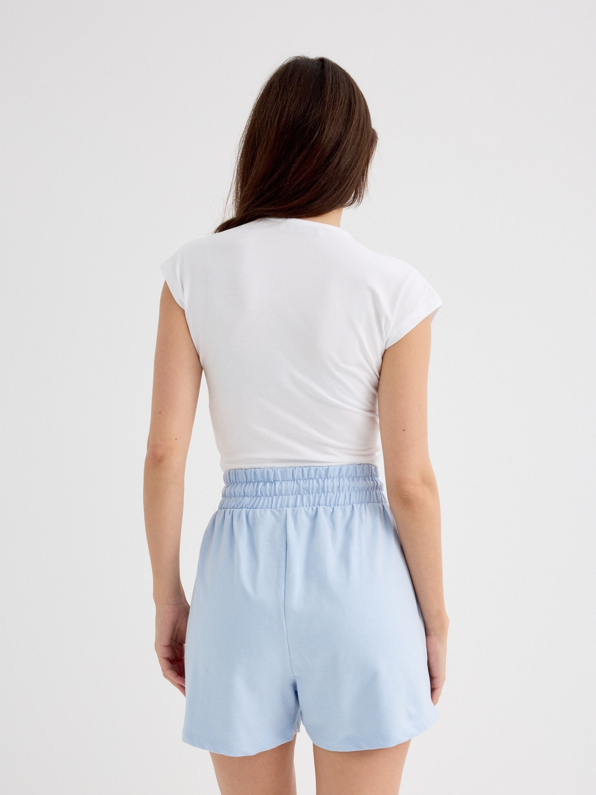 Fleece shorts light blue middle back view