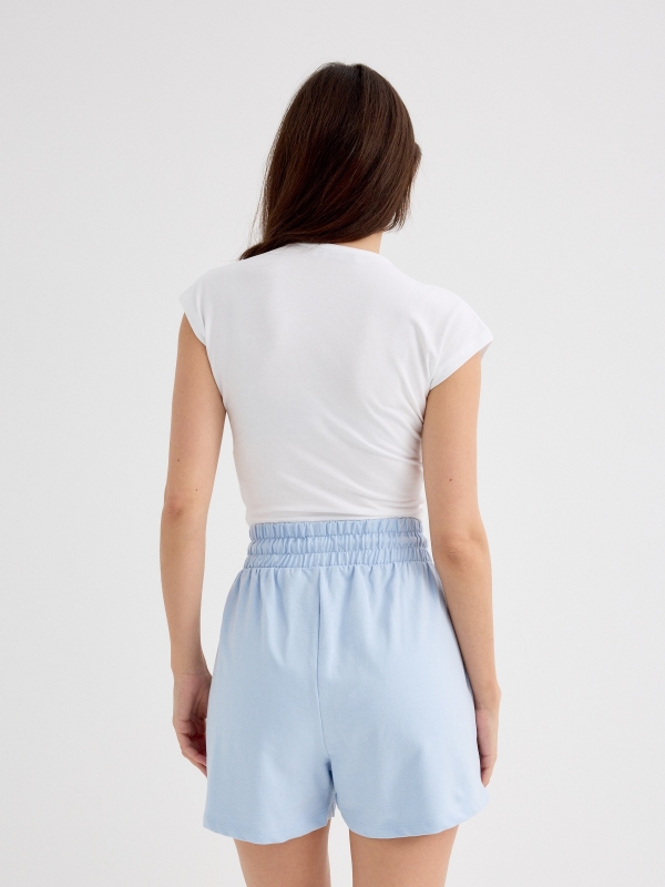 Fleece shorts light blue middle back view