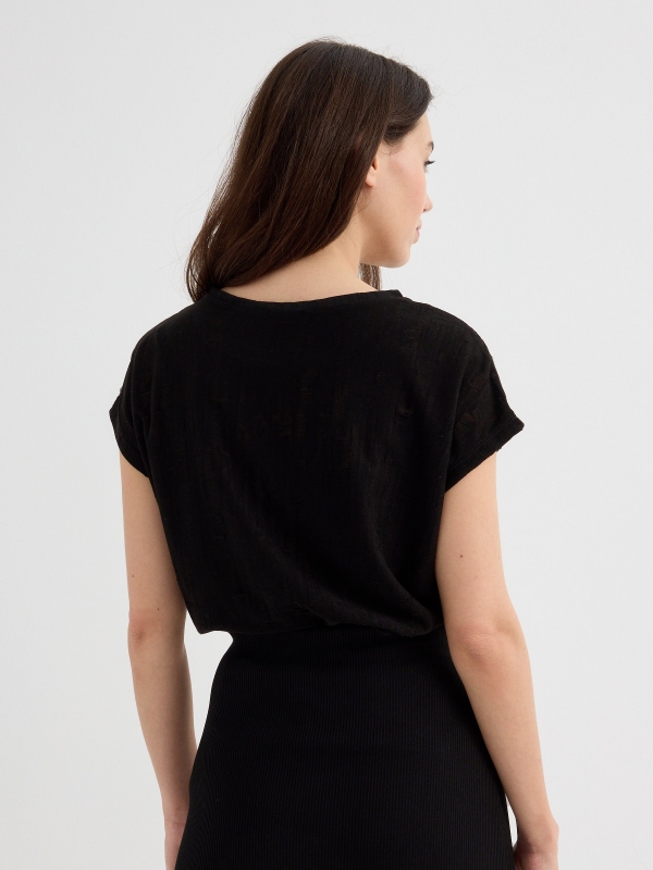 Camiseta sin mangas devoré negro vista media trasera