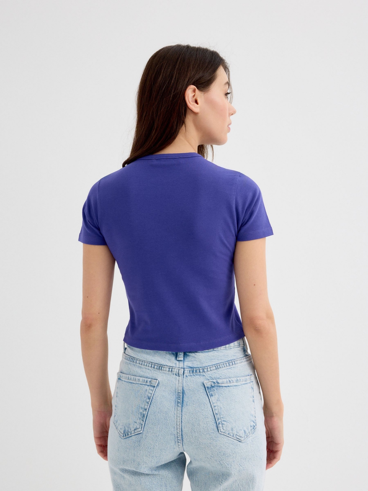 Short sleeve crop top Morning navy middle back view