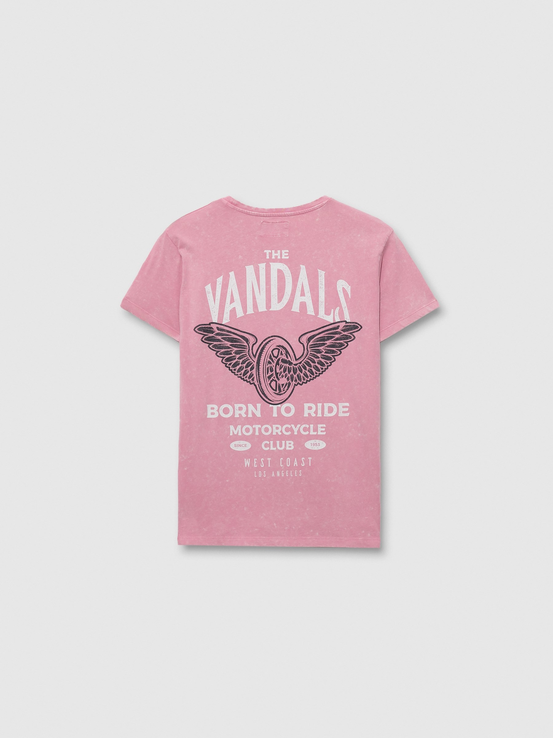 Camiseta manga corta motera morado pastel vista media frontal