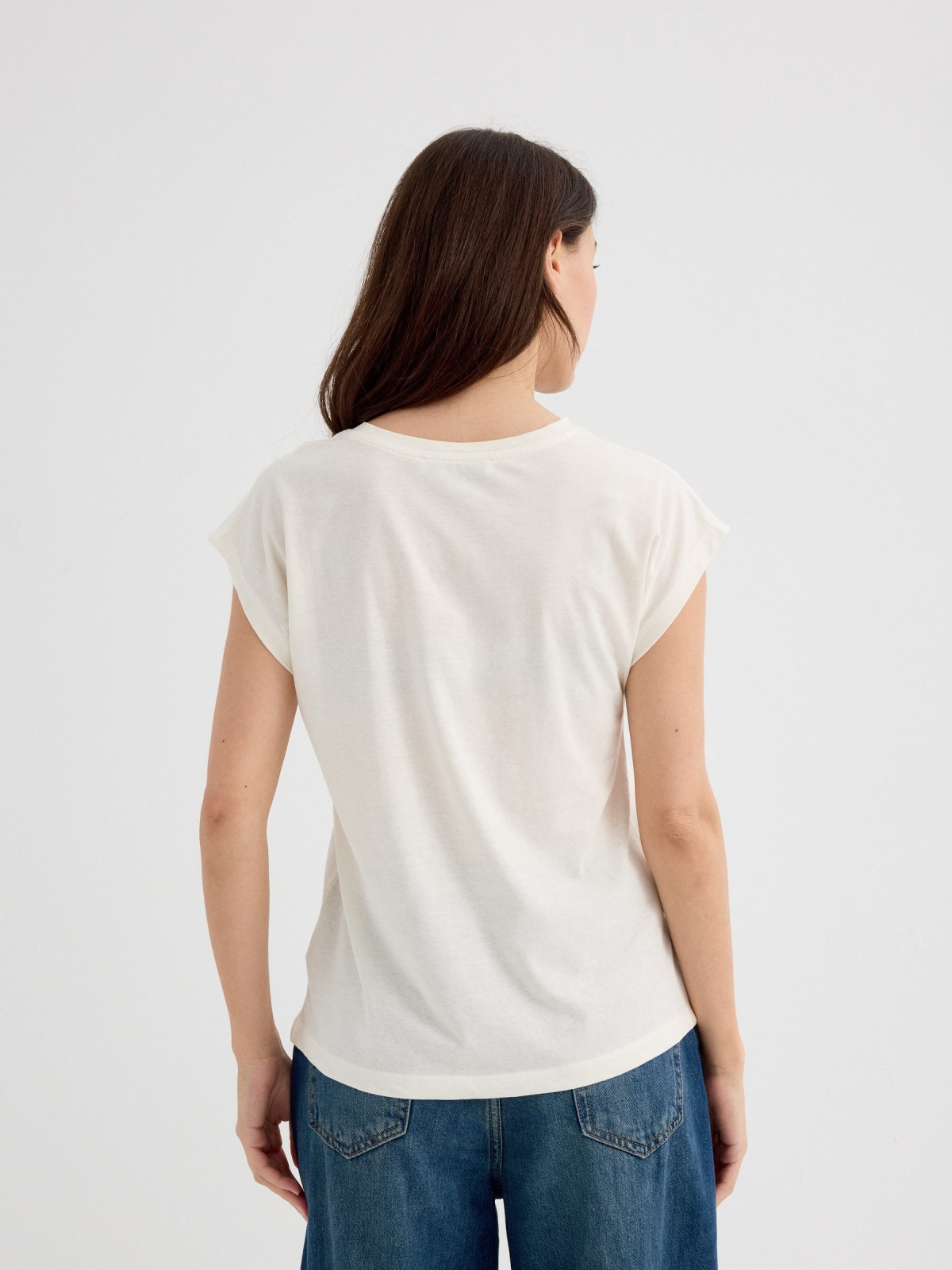 Camiseta sin mangas Waves blanco roto vista media trasera