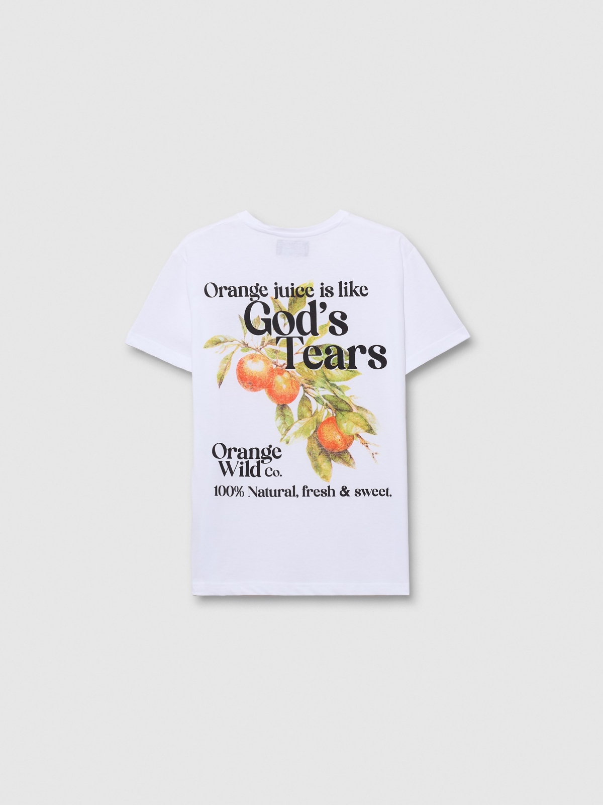 Camiseta de manga curta frutal branco vista traseira