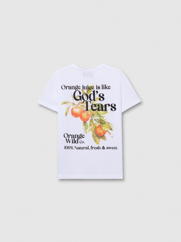 Camiseta de manga curta frutal branco vista traseira