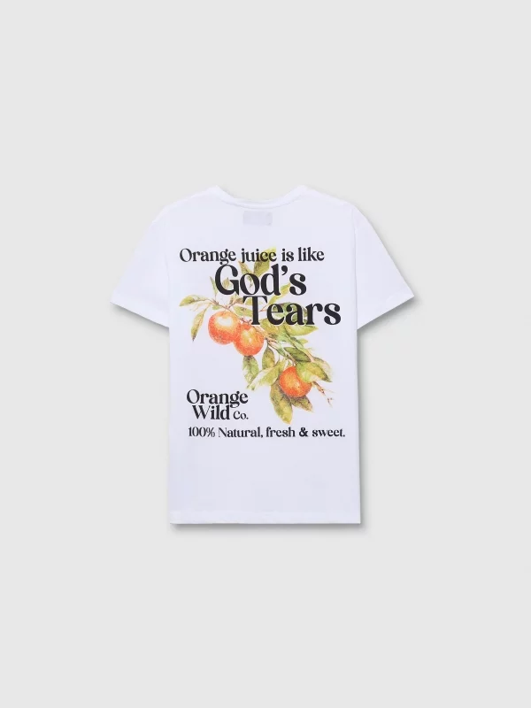 Camiseta de manga curta frutal branco vista traseira