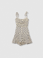 %Pto% Floral short jumpsuit off white front view