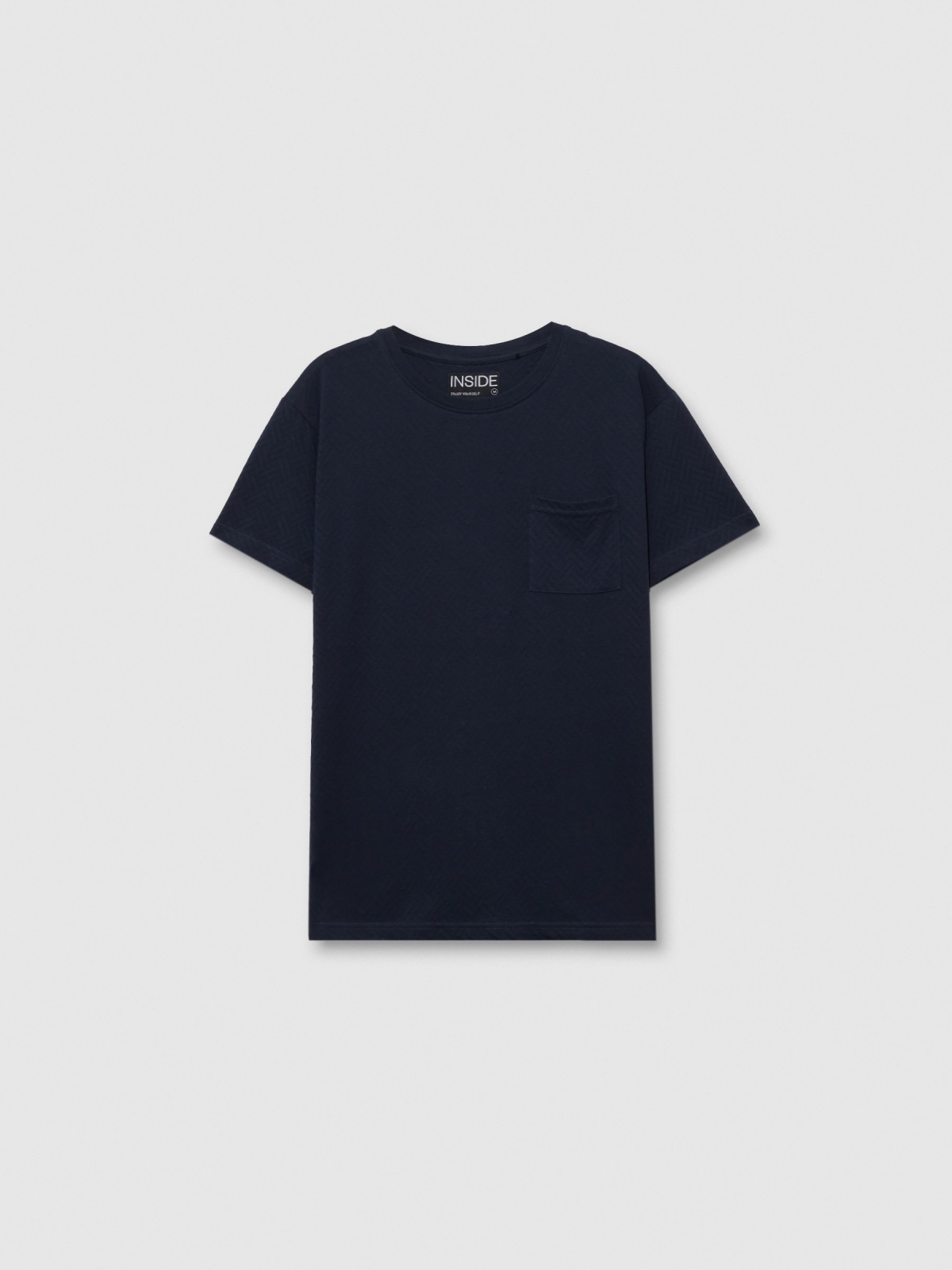 %Pto% Camiseta manga corta bolsillo jacquard azul marino vista frontal