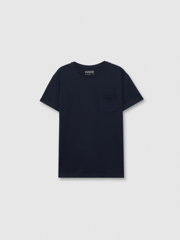  Camiseta manga corta bolsillo jacquard azul marino vista frontal