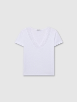 %Pto% Short sleeve lace neckline t-shirt white front view