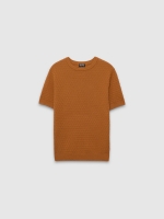 %Pto% Camiseta manga corta punto texturizada marrón claro vista frontal