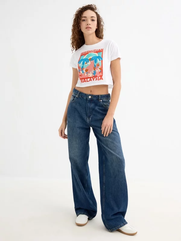 Camiseta manga corta Let Your Dreams azul marino vista detalle
