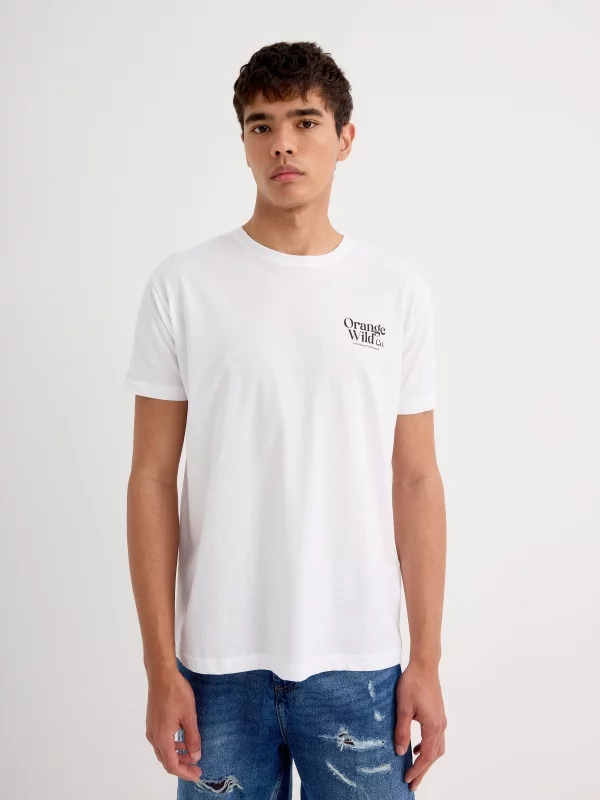 Camiseta de manga curta frutal branco vista meia frontal