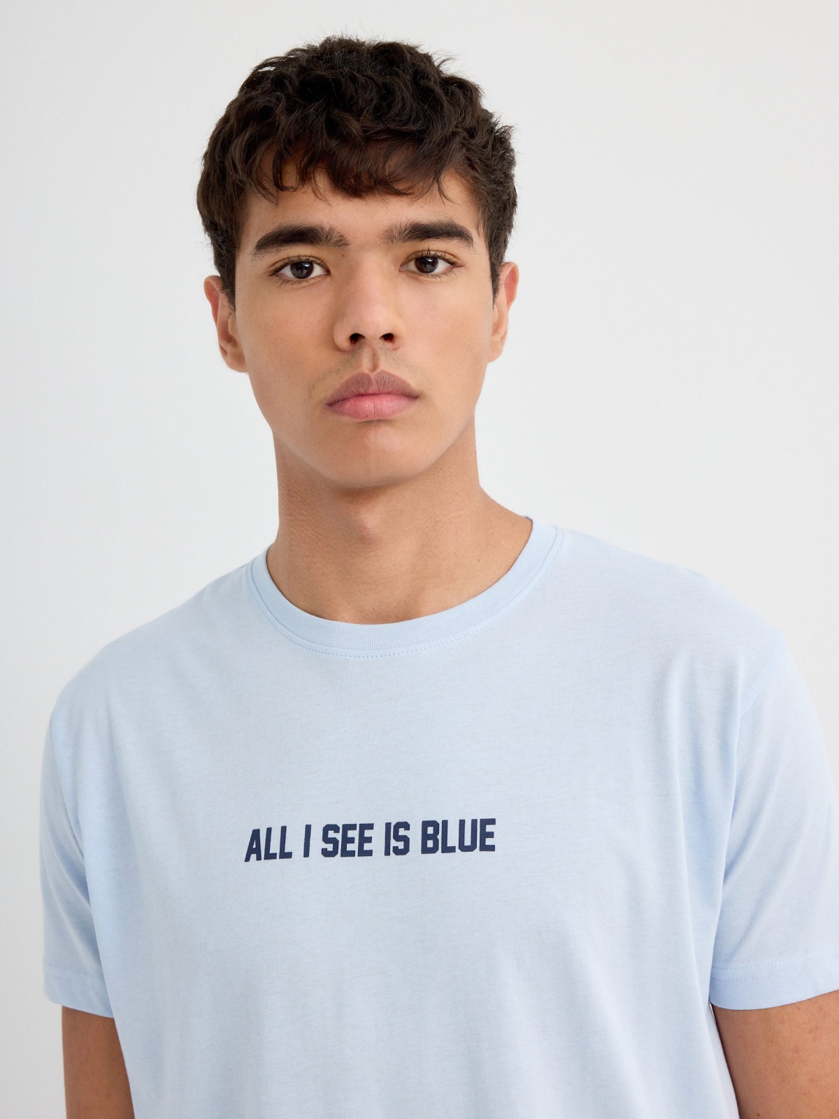 Camiseta de manga curta Blue azul claro vista detalhe