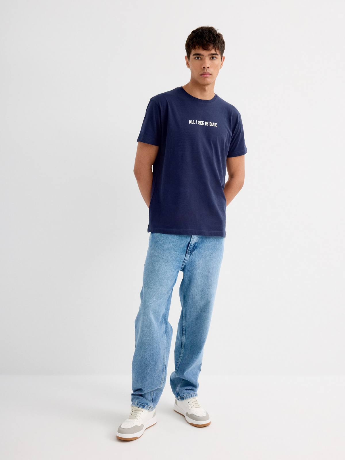 Short sleeve Blue T-shirt navy general front view