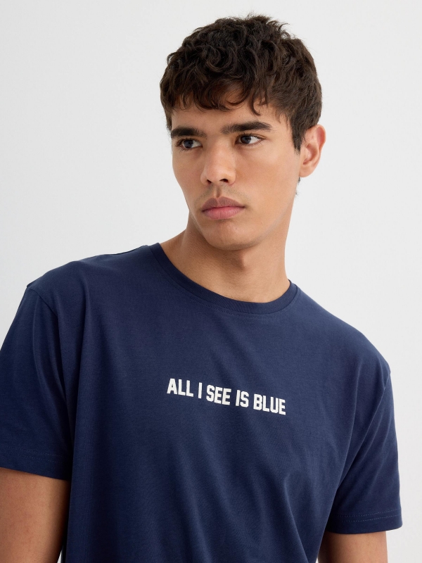 Camiseta de manga curta Blue azul marinho vista detalhe