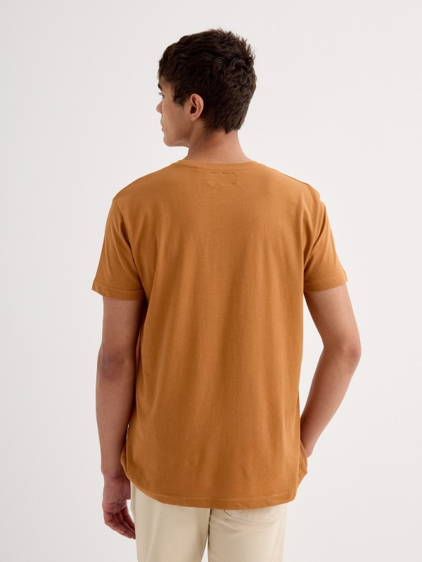 Short sleeve graphic t-shirt light brown middle back view
