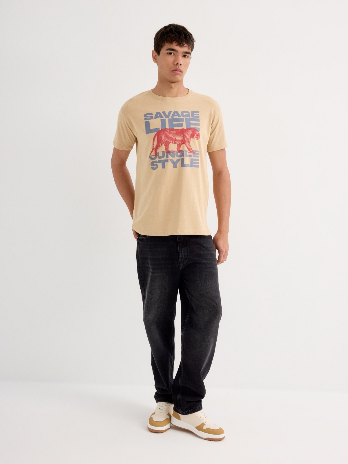 Camiseta de manga curta Savage areia vista geral frontal