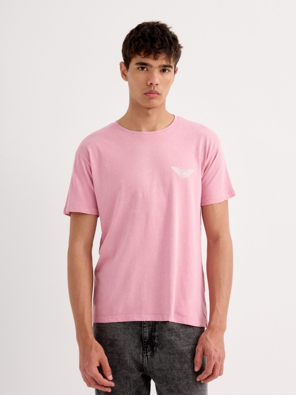 Biker short sleeve t-shirt pastel purple middle front view