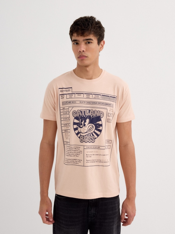Camiseta manga corta  videojuego rosa nude vista media frontal