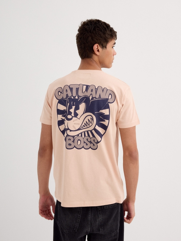 Short sleeve video game t-shirt nude pink middle back view