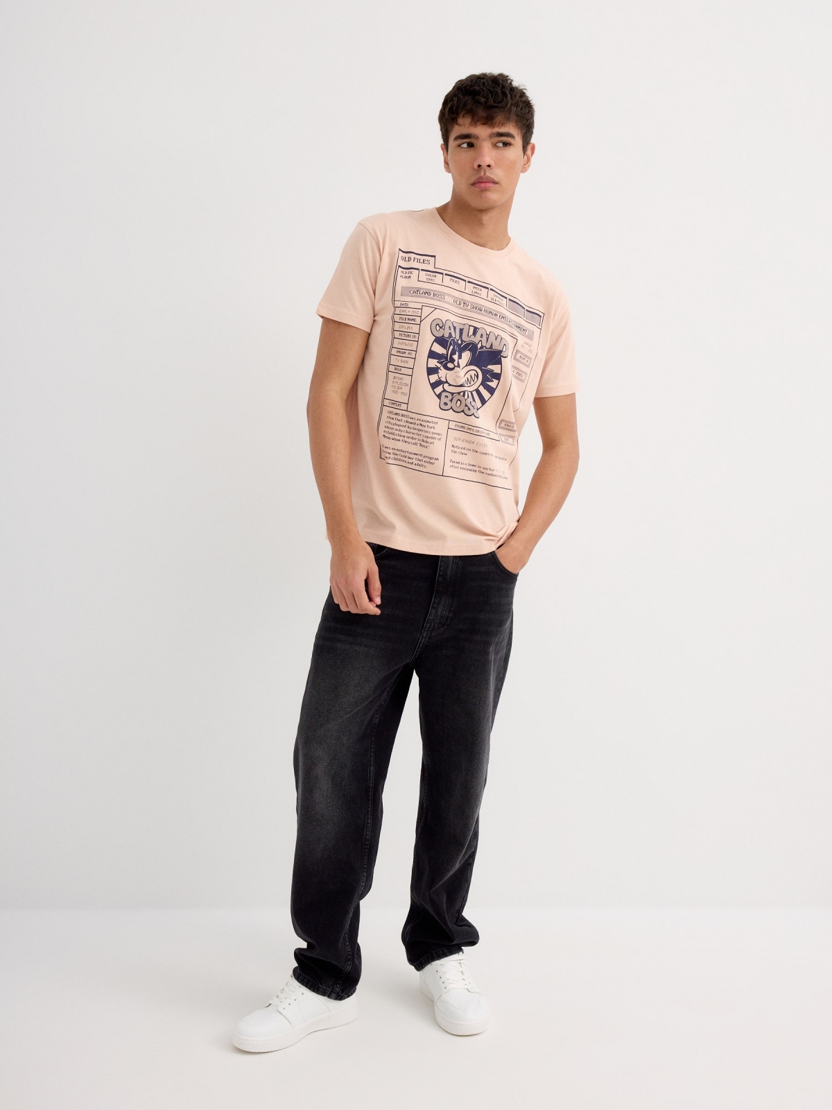 Camiseta manga corta  videojuego rosa nude vista general frontal