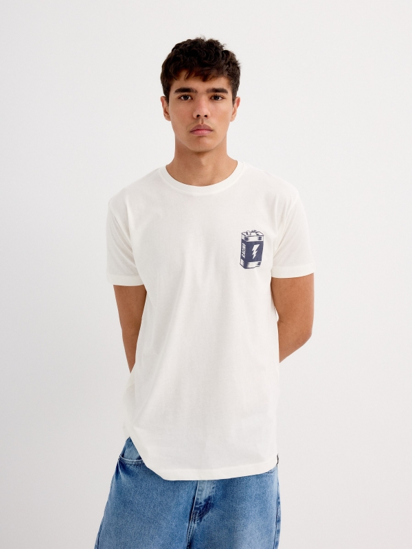 Short sleeve shirt Pila off white middle front view
